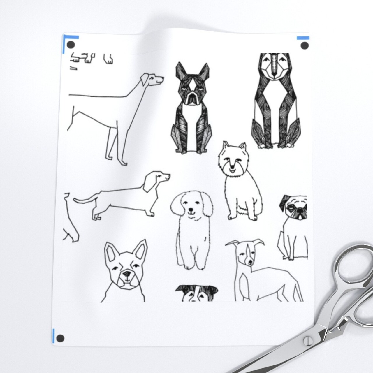 Dog Illustration Puppy Great Dane Dalmatian Terrier Monochrome Cute Pet Rescue Dogs Custom Pre-pasted Wallpaper by Spoonflower Pre-Pasted Wallpaper 2FT Wide